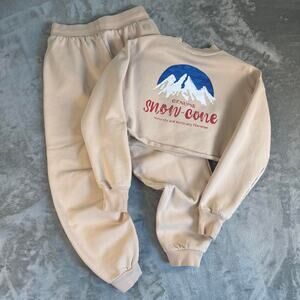 True Religion Genuine Snow Cone Matching Sweat Set Beige Size Small